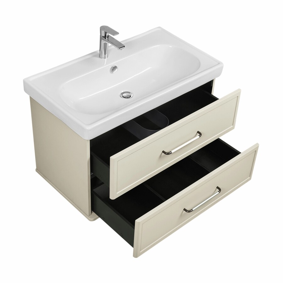 Тумба под раковину AQUATON Нео-Классика 65 2 ящика, белый камень 1A290101NCTG0