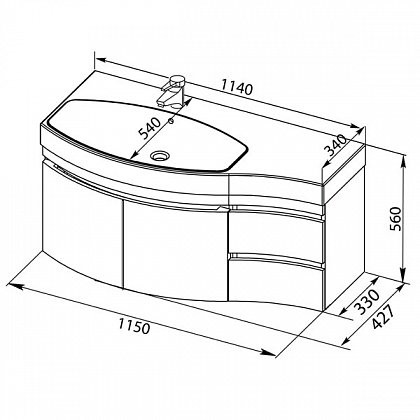 Aquanet Опера 115 тумба с раковиной 00212994 подвесная, левая