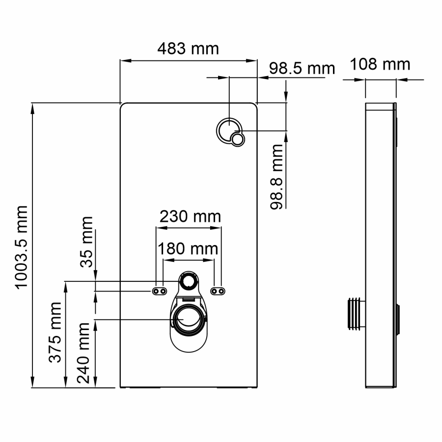 WasserKraft Naab инсталляция для унитазов с пневматическим механизмом смыва 86TLT.040.PE.BL