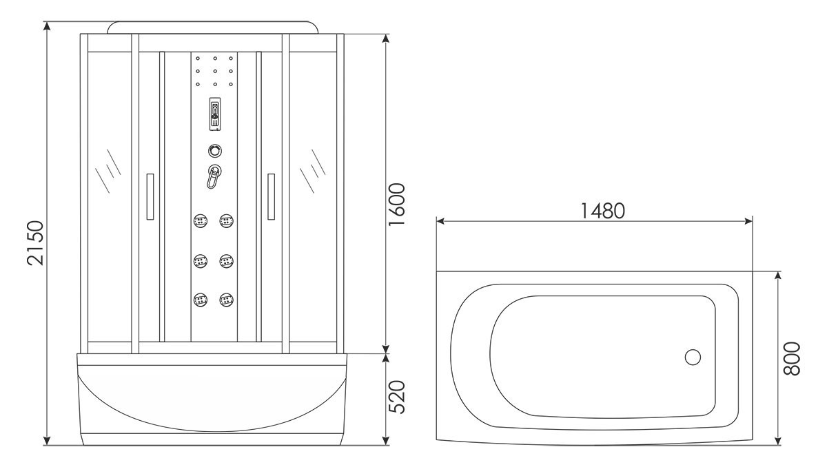 Erlit ER 4515ТP-C3 Душевой бокс 150*80*215