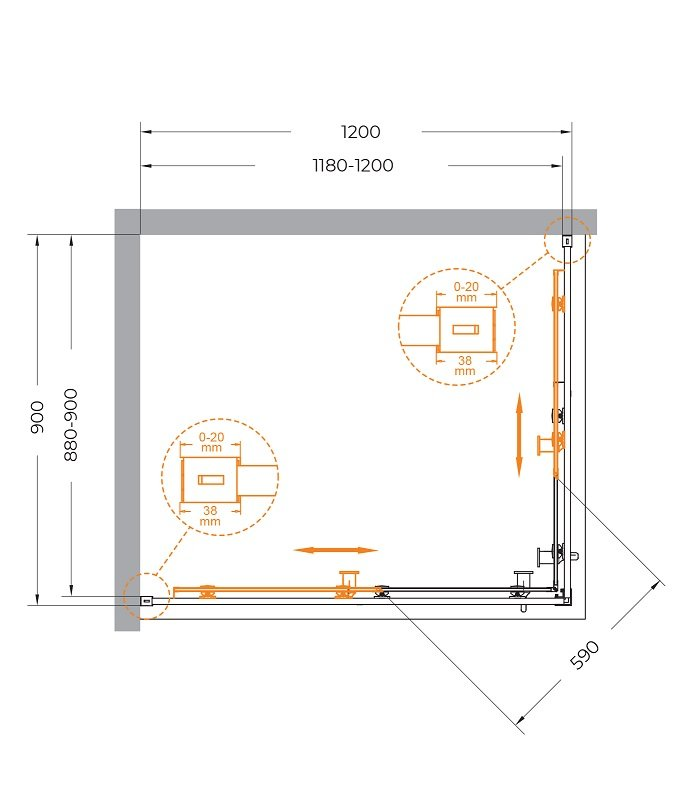 Cezares Relax душевой уголок 120х90х200 см RELAX-304-AH-2-120/90-C-BORO