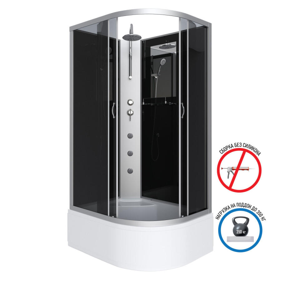 Niagara NG 2510-14LBKTG Душевая кабина 120x80 Без крыши Левосторонняя + Тропический душ + Гидромассаж 25101434LBKTG
