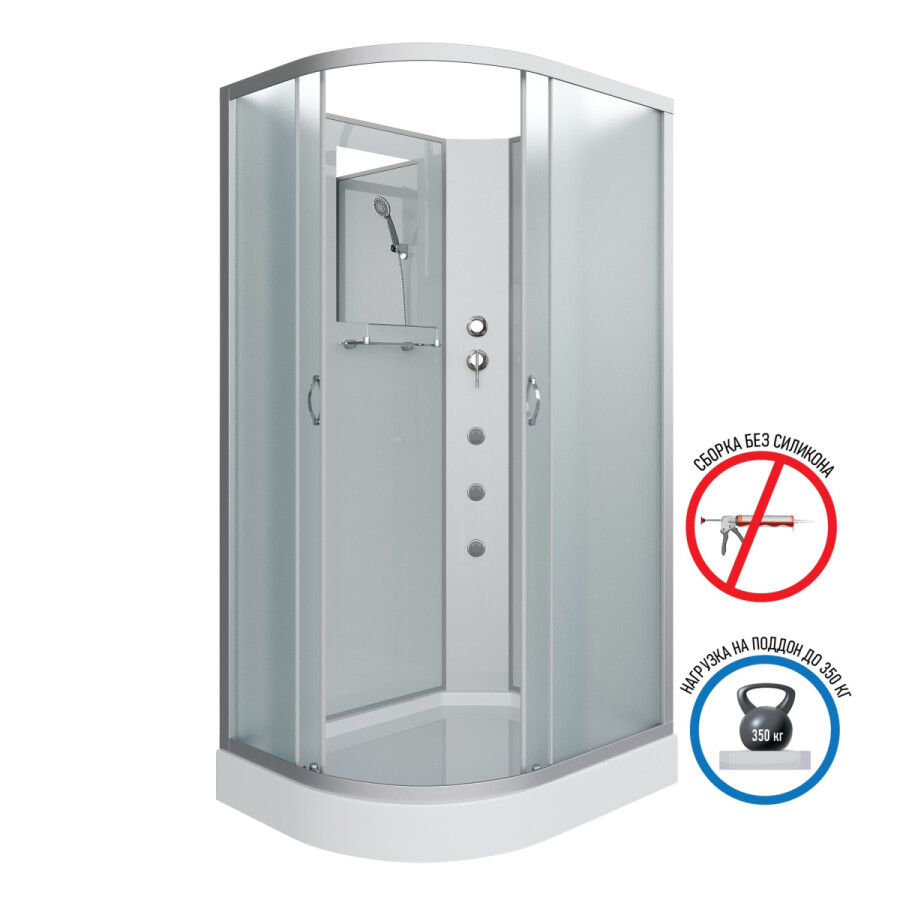 Niagara NG 3312-14RBKG Душевая кабина 120x80 Без крыши для правого угла с гидромассажем 33121423RBKG