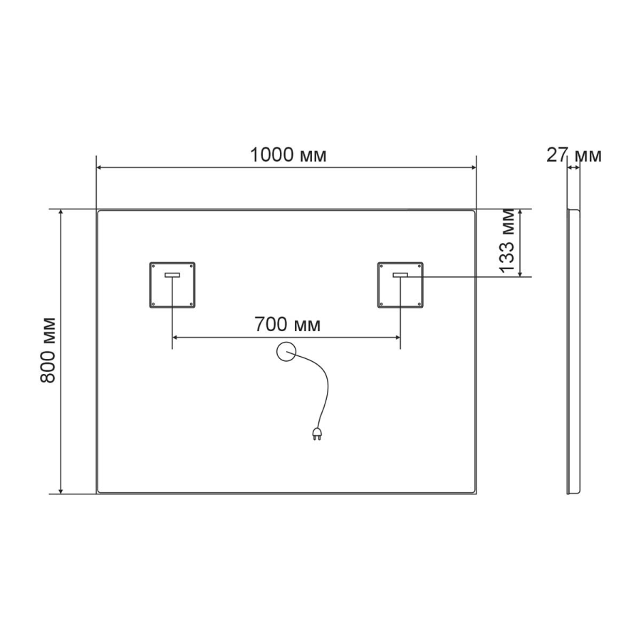 Vincea зеркало 100×80 c сенсорным выкл., диммером VLM-2C100