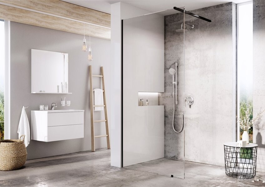 Ravak ST Walk In-Wall-160 v.200 Душевое ограждение черный+Transparent GW9WS0300Z1