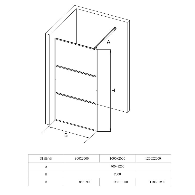 Душевая перегородка Loranto Sunway 100х200 профиль черный матовый CS-X03B-100