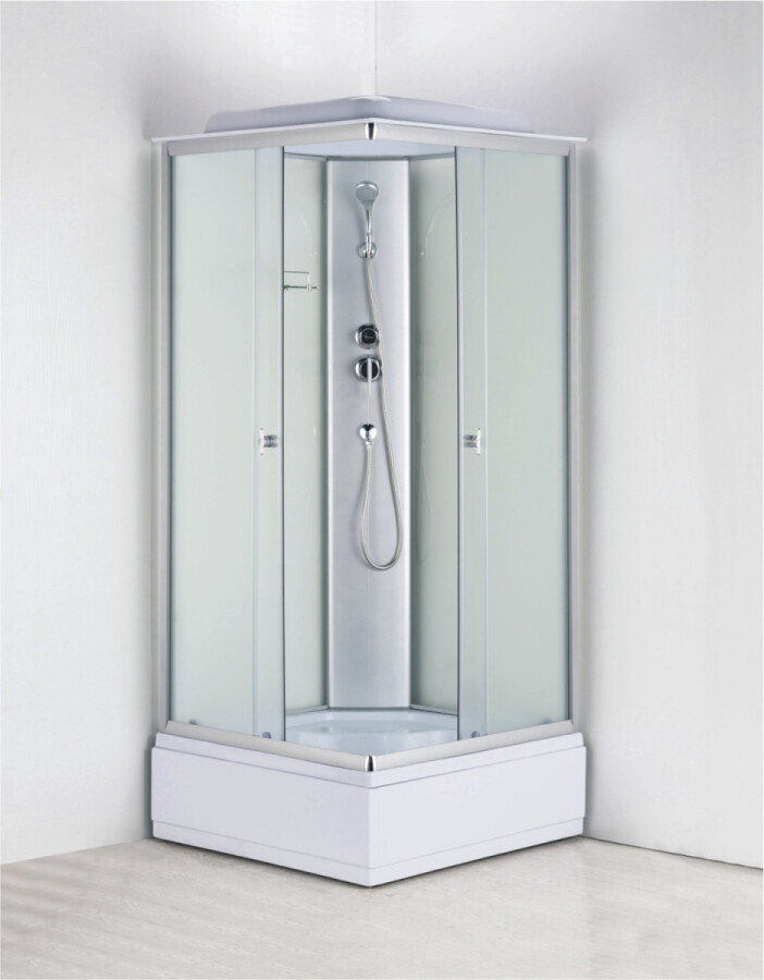 Душевая кабина Loranto 980х980х2150 белое заднее стекло, поддон 30 см, матовое стекло 4 мм, профиль хром матовый CS-990ETM/W-100