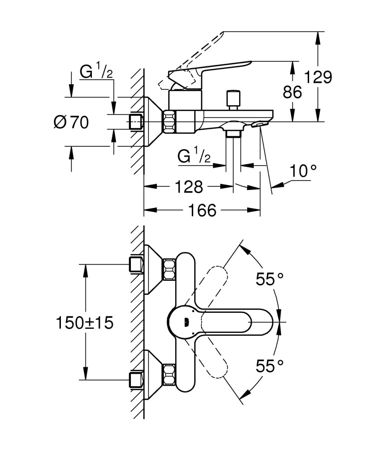 Grohe BauEdge 23605000 смеситель для ванны хром