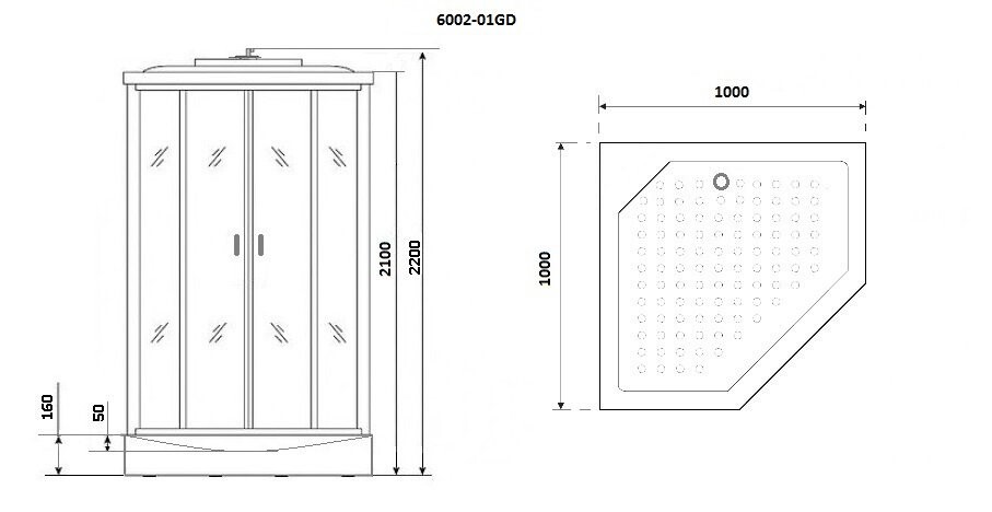Niagara NG 6002-01GD Душевая кабина 100x100 пятиугольная 60020114GD