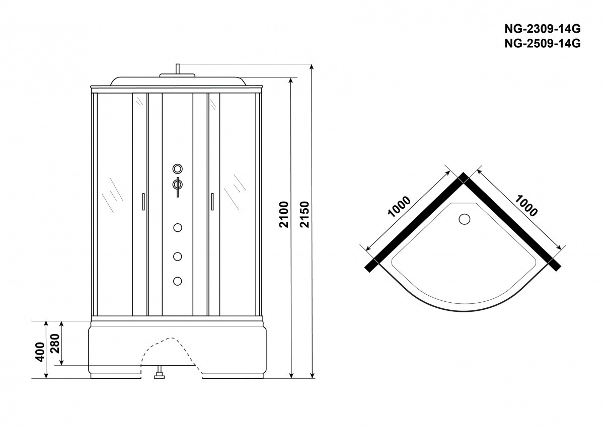 Niagara NG 2309-14G Душевая кабина 100x100 с гидромассажем 23091424G