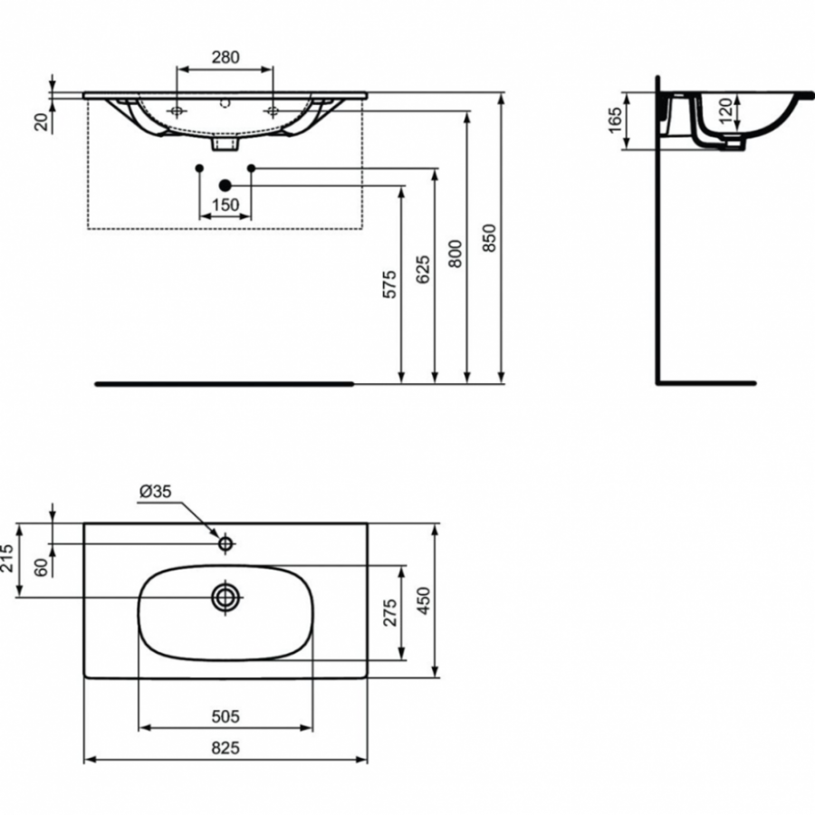Ideal Standard Tesi раковина 80x45 см T3509V3