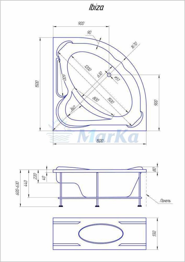 1 Marka Ibiza У12503 каркас для ванны 03иби1515