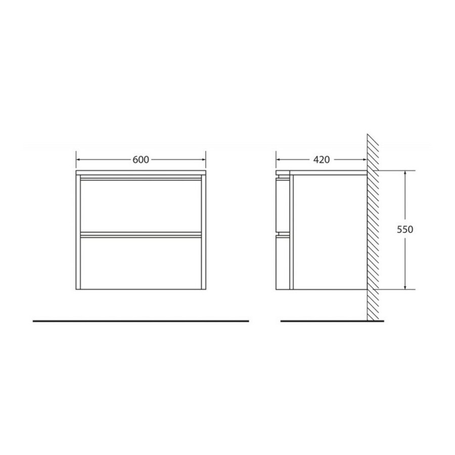 BelBagno PROSPERO BB600DVC-PAT/BO тумба под раковину подвесная, 2 ящика, 60 см, Bianco Opaco