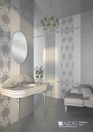 Azori chateau 20х50см плитка настенная серая глянцевая