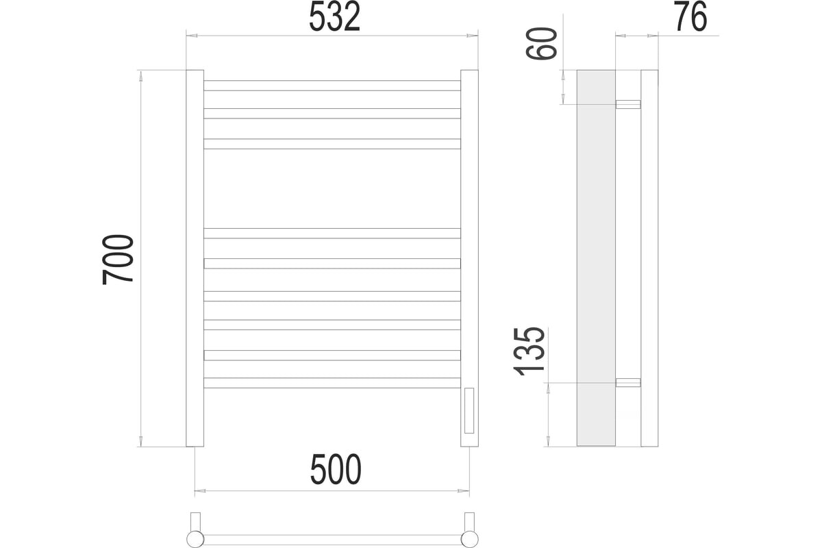 Полотенцесушитель электрический Terminus Аврора Люкс Sensor Quick Touch 530/700 П9 4670078527240