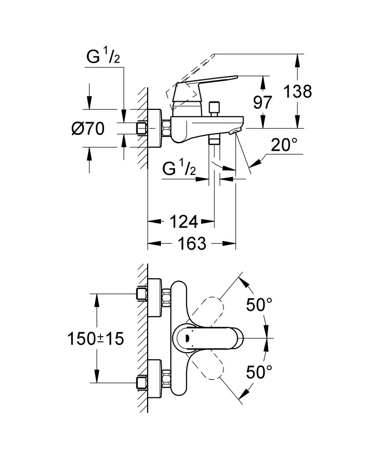 Grohe Eurosmart Cosmopolitan 32831000 смеситель для ванны хром