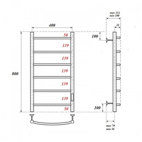 Point Афина полотенцесушитель электрический 40х80 PN04848