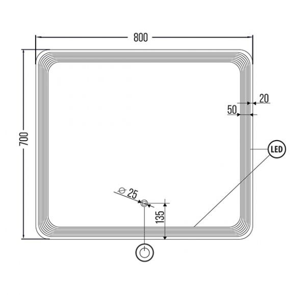 Зеркальное полотно Gair Turino Anti Steam 80*70