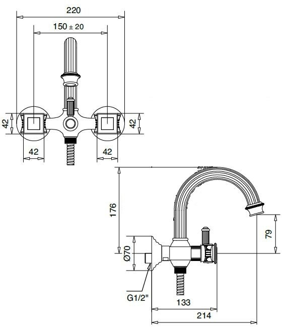Cezares Olimp смеситель для ванны золото OLIMP-VD-03/24-M
