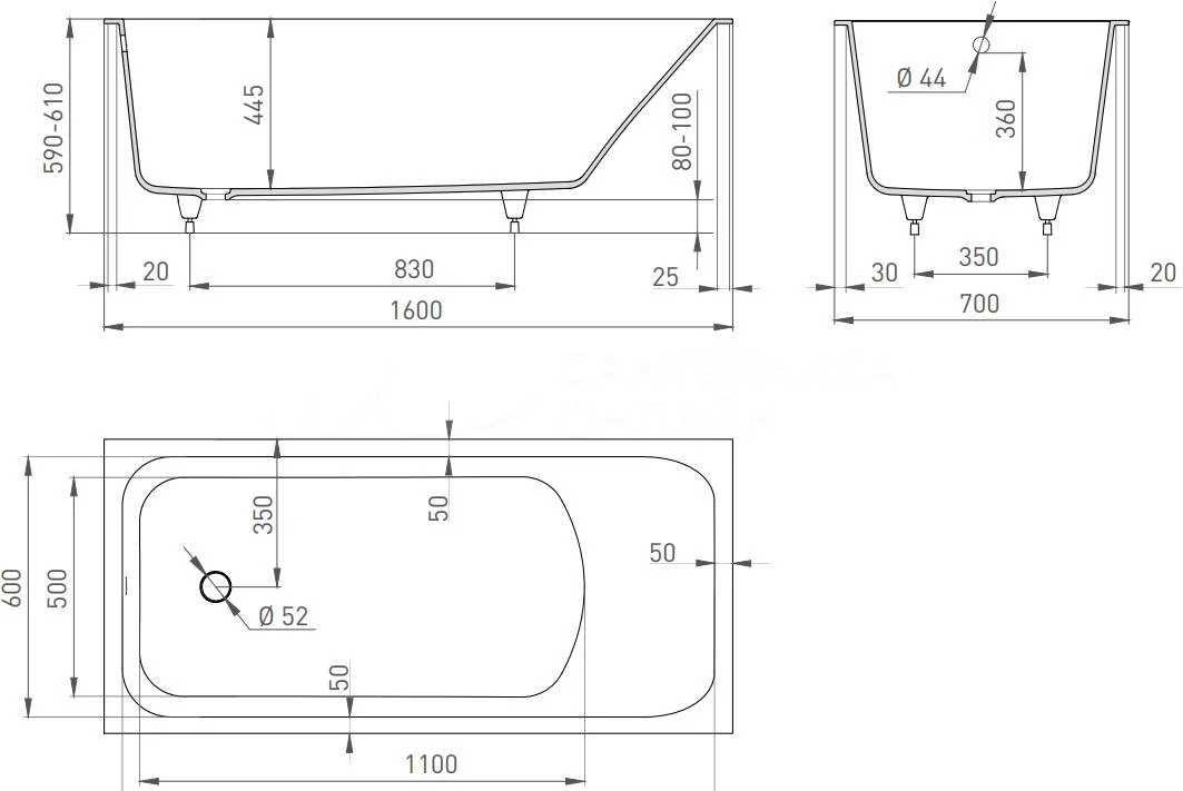 Salini Orlanda S-Sense ванна прямоугольная 160х70 102015G