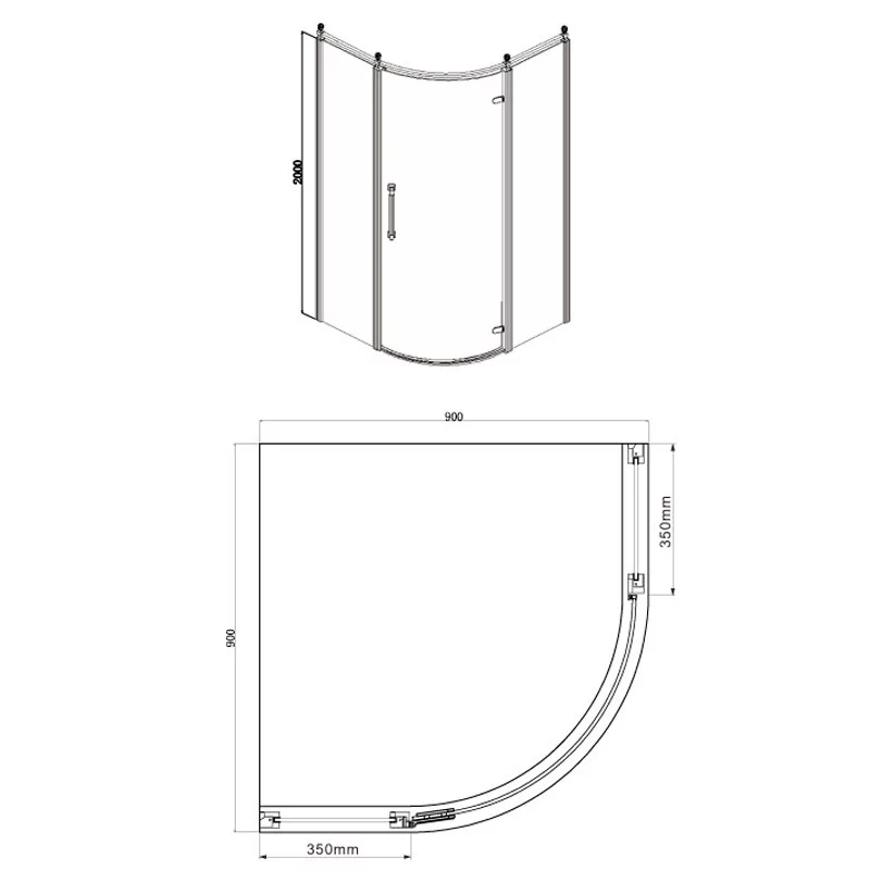 Azario Ontario душевое ограждение 90*90*200 AZ-NBB2231-R 900 GOLD