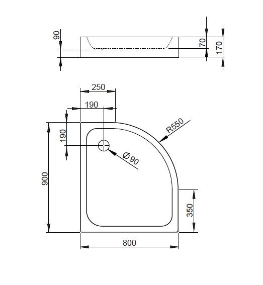 Radaway Siros E 90*80*17 L душевой поддон SBE8917-1L