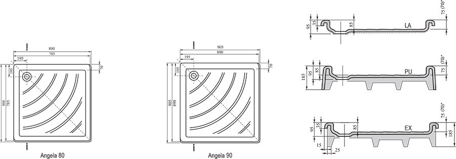 Ravak Angela 80*80*18,5 EX душевой поддон акриловый A004401320
