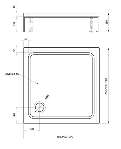 Aquatek поддон акриловый 80х80 DPA-0000008