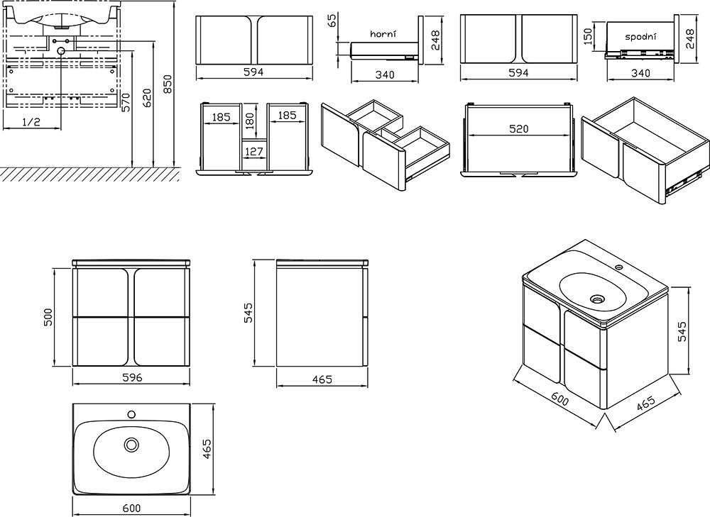 Ravak SD BALANCE 600 тумба под умывальник белый/белый X000001366