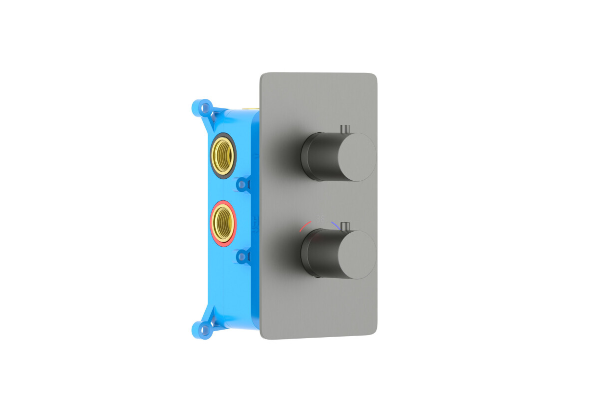 Aquatek Европа AQ1393BGM Термостатический смеситель для ванны 3 режима (внешняя и скрытая часть) Оружейная сталь