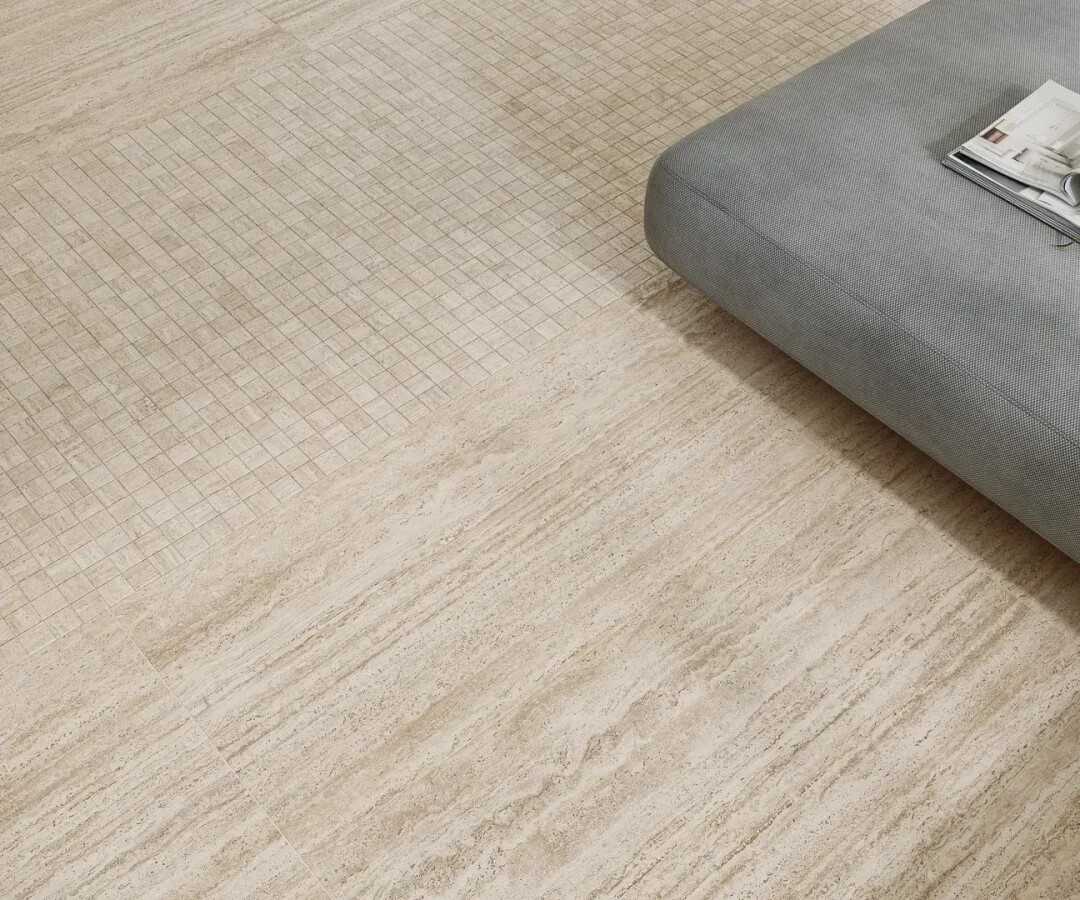 Керамическая плитка Декор Kerama Marazzi Прованс Про Травертин мозаичный микс матовый обрезной 34,5x37x0,9 KMD2MSM019BR