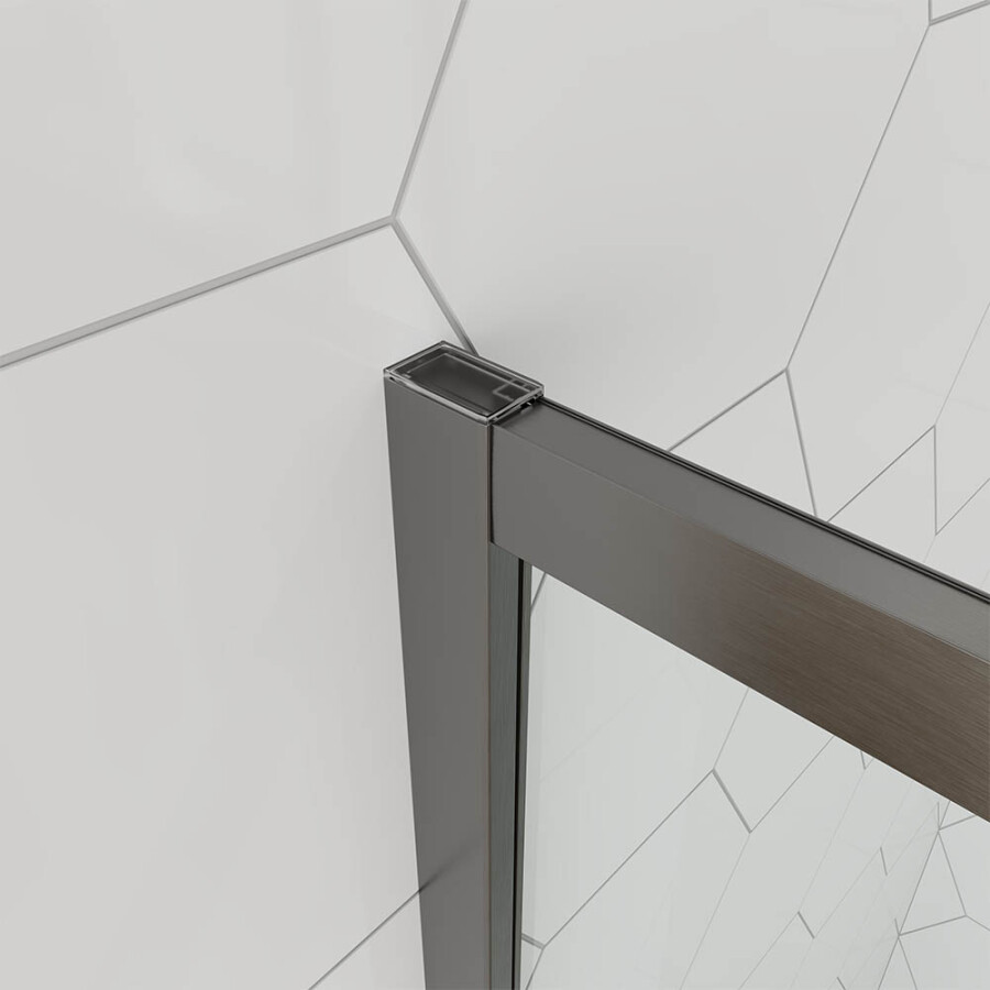 Душевой угол Veconi Ottimo P10 GR (100×100×190) распашная, профиль брашированный графит, стекло прозрачное OP10GR-100100-01-C9
