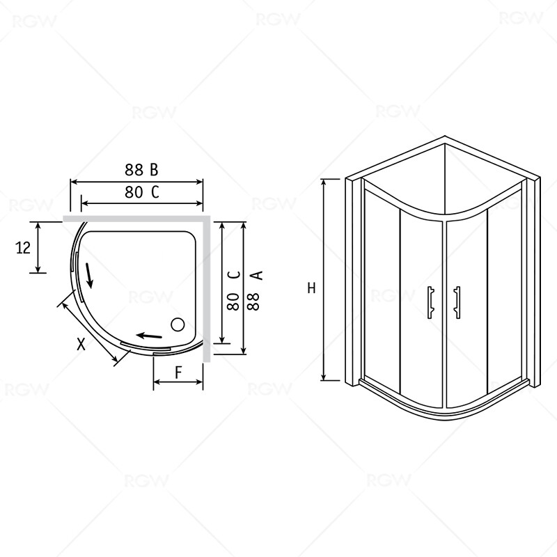 RGW Passage PA-55 06085588-11K душевое ограждение 80*80*214