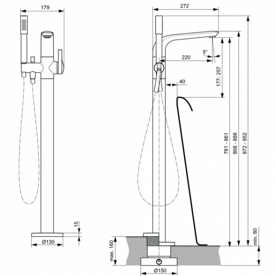 Ideal Standard Melange смеситель напольный A6120AA