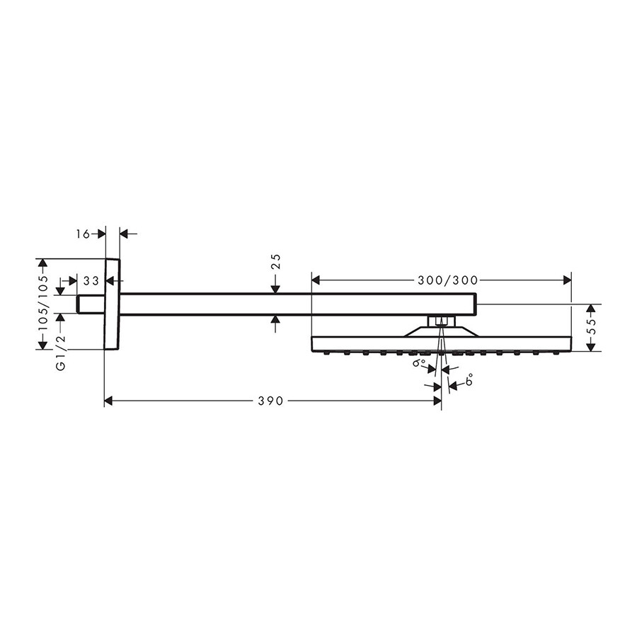 Hansgrohe Raindance E Верхний душ 300 1jet с держателем золото 26238990