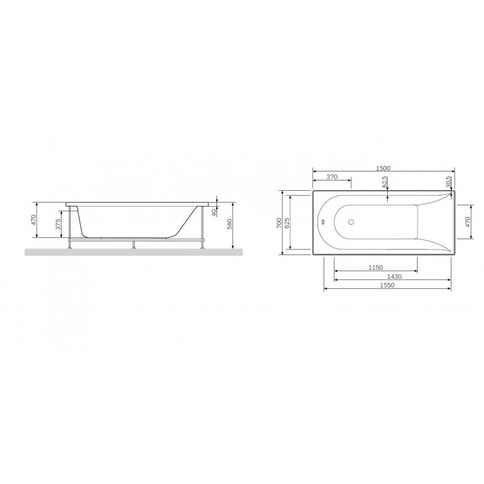 Am.Pm Spirit W72A-170-070W-R2 каркас для ванны 170х70 см