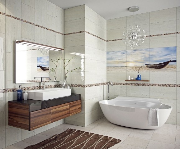Golden Tile Crema Marfil Sunrise 60х3см бордюр настенный глянцевый (Н51351)