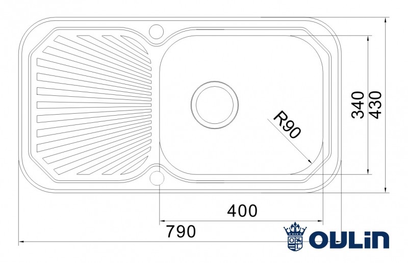 Oulin OL-307 кухонная мойка satin система POP-UP 79x43 см
