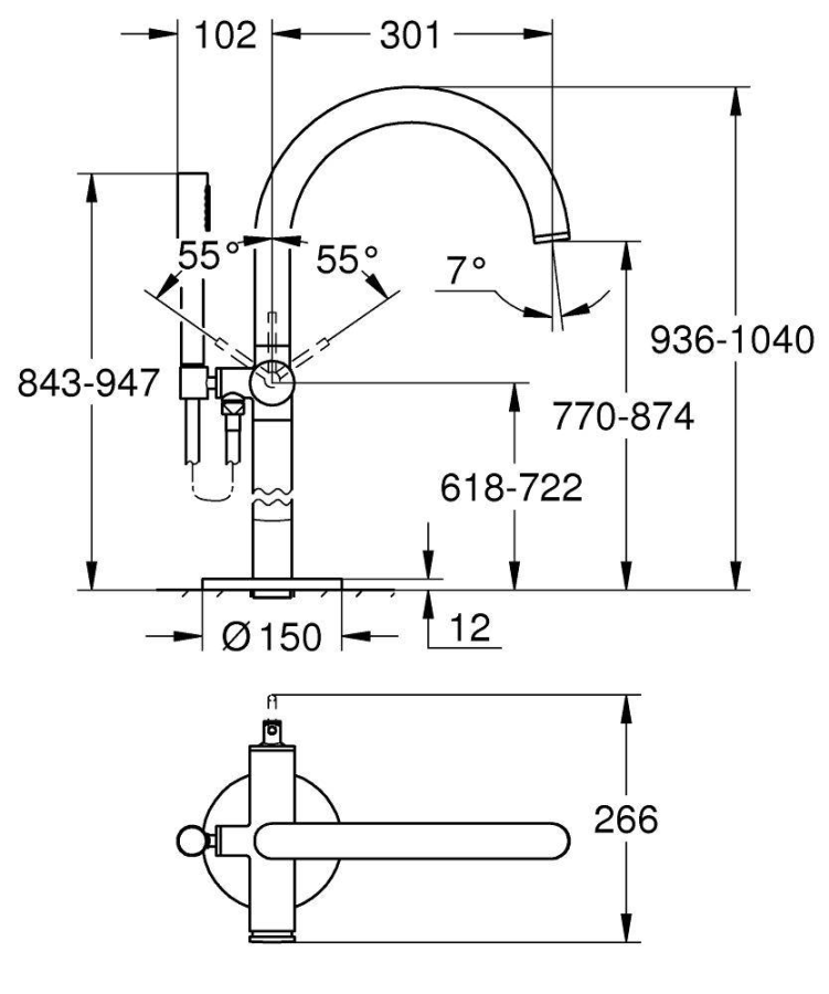Grohe Atrio смеситель для ванны напольный 32653GL3