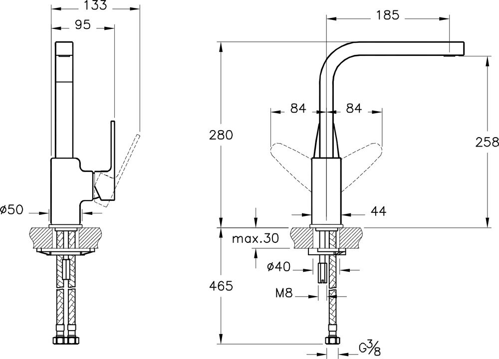 Vitra Q Line A42132EXP смеситель для кухни хром