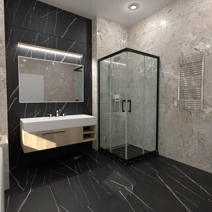 Triton-Pro Душевая ширма Fix 90×90 черная