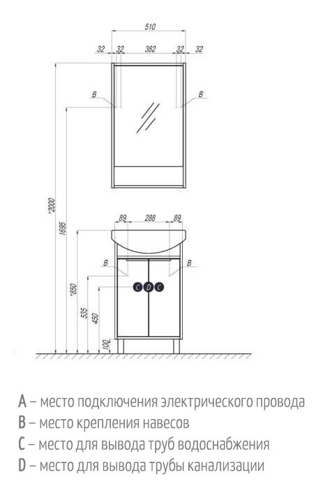 Зеркало Акватон Рико 50 белый ясень фабрик 1A212302RIB90