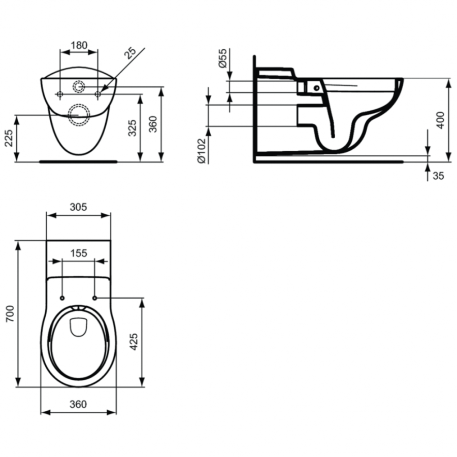 Ideal Standard Contour унитаз подвесной безободковый S306901