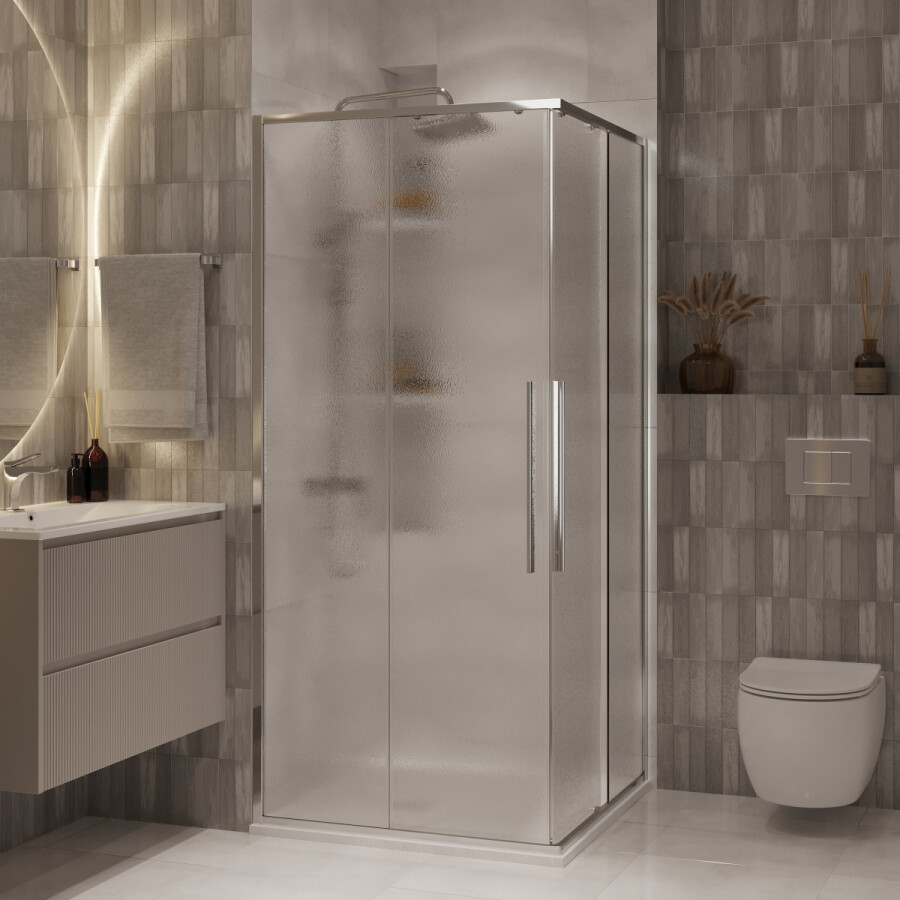 Душевое ограждение Niagara Nova NG-3622-34 (80х80х195) квадрат,хром,двери раздвижные,стекло шиншилла,1 место