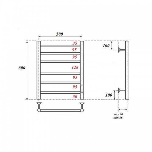 Point Аврора полотенцесушитель электрический 50х60 PN10856BR