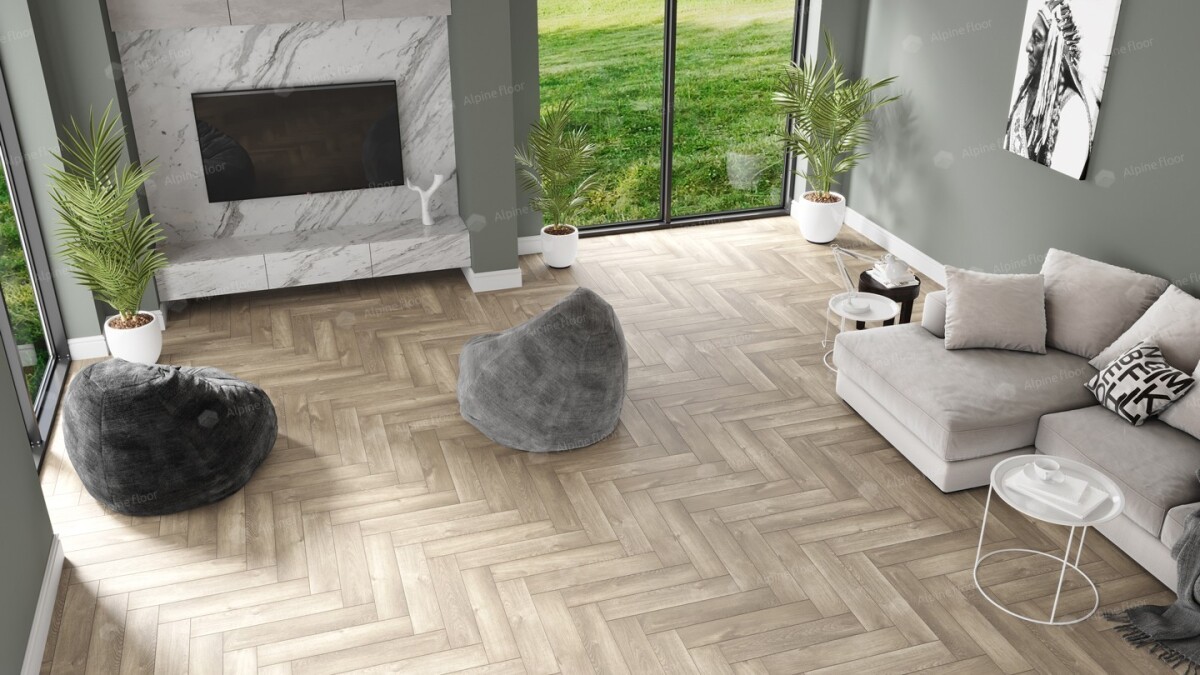 Alpine Floor Parquet Light SPC ламинат Дуб Натуральный Отбеленный ECO 13-5AB 600 х 125 х 4мм