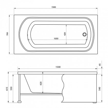 Aquanet Gloria 150*70 ванна акриловая прямоугольная
