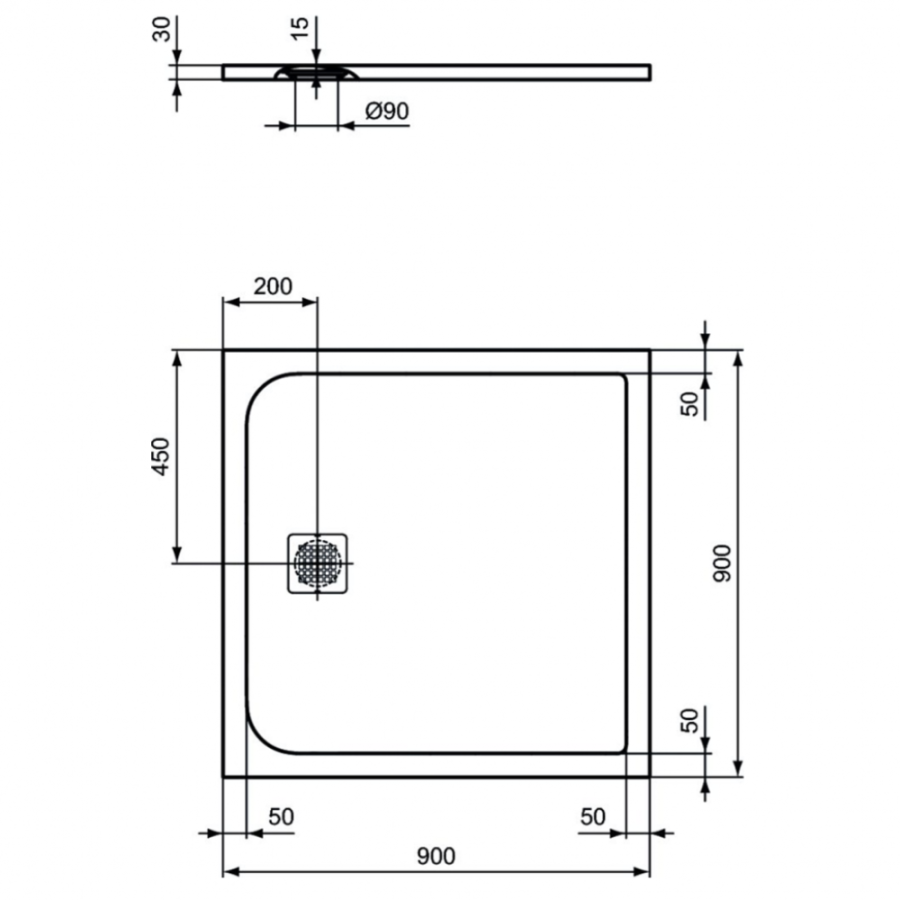 Ideal Standard Ultraflat S душевой поддон 90х90 K8215FR
