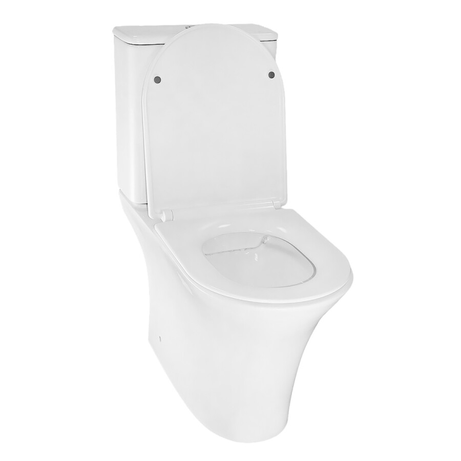 Унитаз напольный Azario FRETTA ROUND 650x340x790 безободковый, в комплекте прямым сиденьем микролифт AZ-7121A