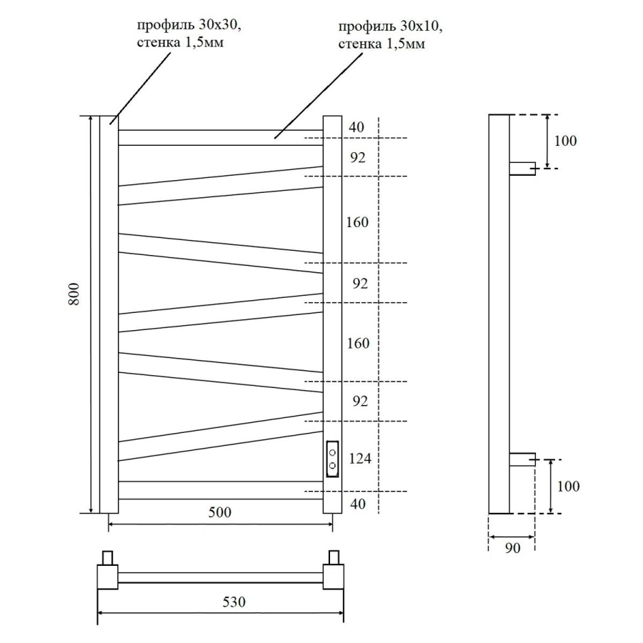 Point Феникс П7 полотенцесушитель электрический 50х80 см PN15858W